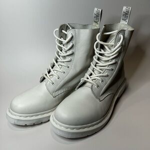 Dr. Martens White 1460 Pascal Mono, Size 9, Soft Leather, Women’s Combat Boot